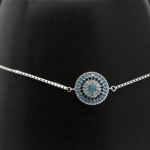 Silver Evil Eye Blue Sapphire Turquoise Bracelet